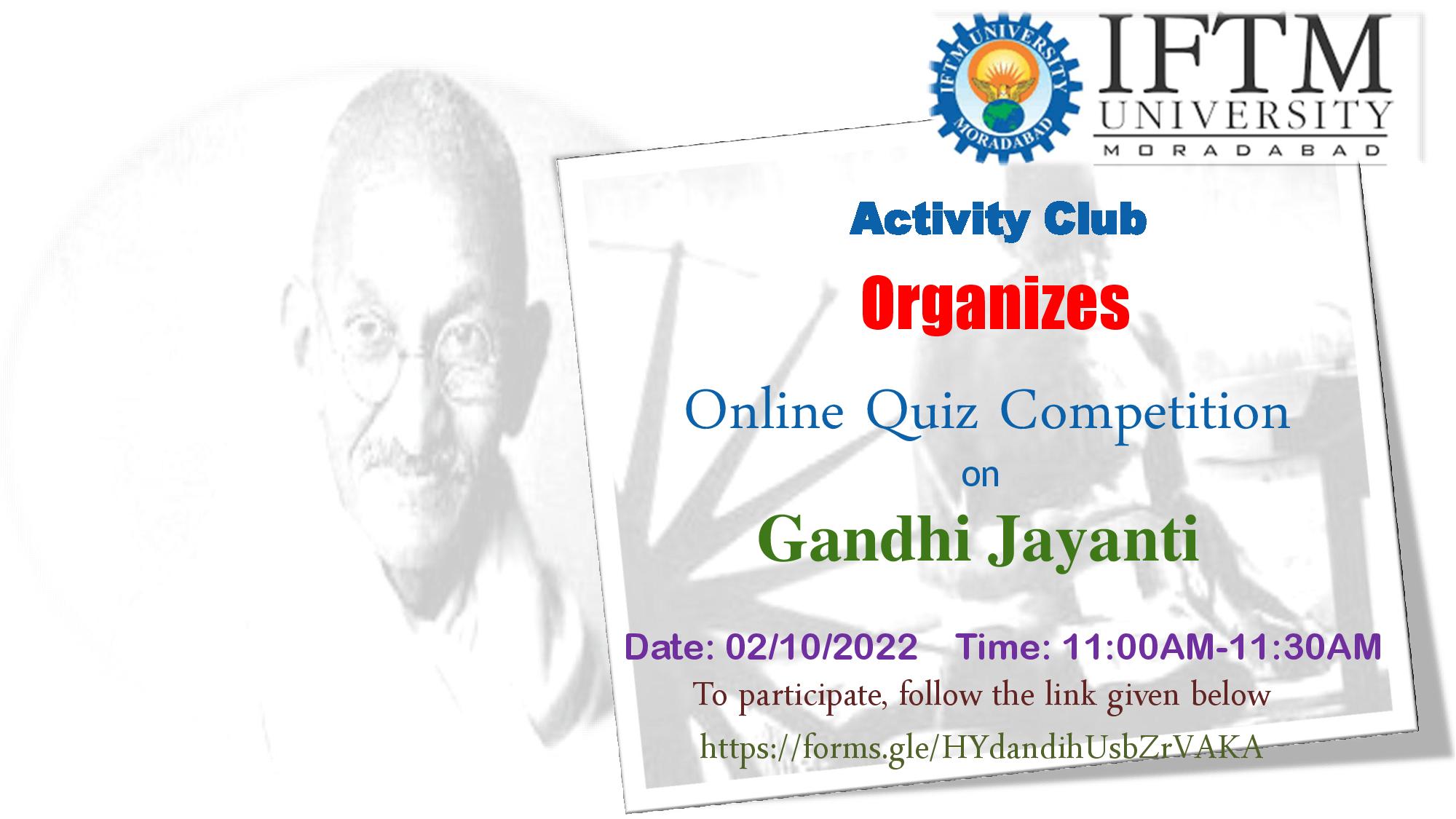 Online Quiz Competition on Gandhi Jayanti