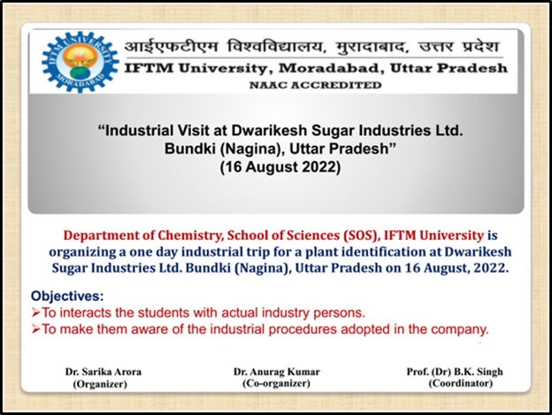 Industrial visit at Dwarikesh Sugar Industries Ltd. Bundki, Nagina