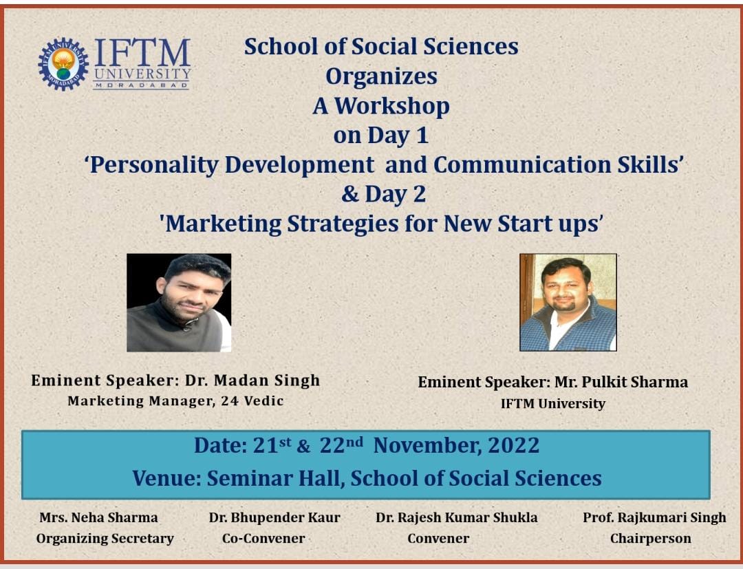 Workshop on Personality Development & Communication Skills & Marketing Strategies for New Startups