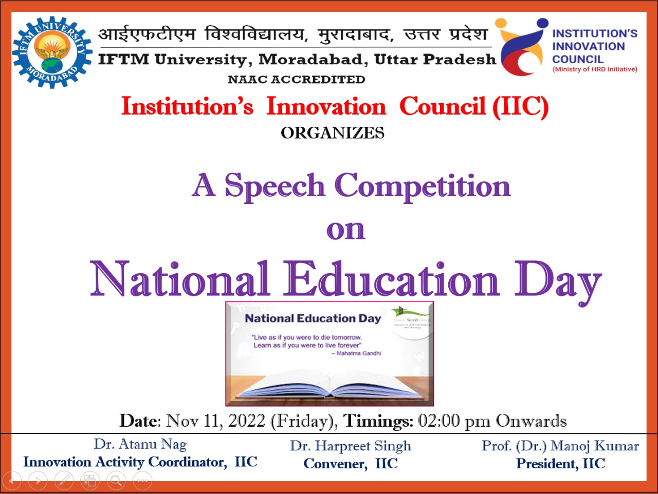 Speech Competition on National Education Day