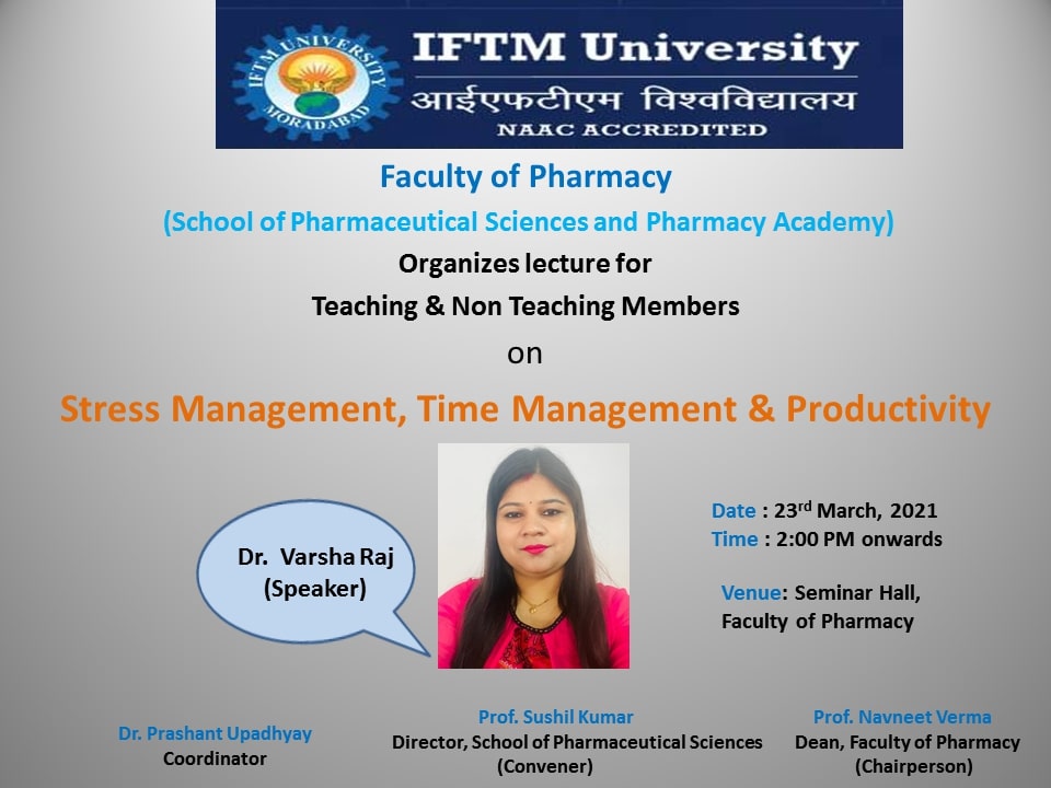 Lecture for Teaching and Non Teaching Members on Stress Management, Time Management & Productivity