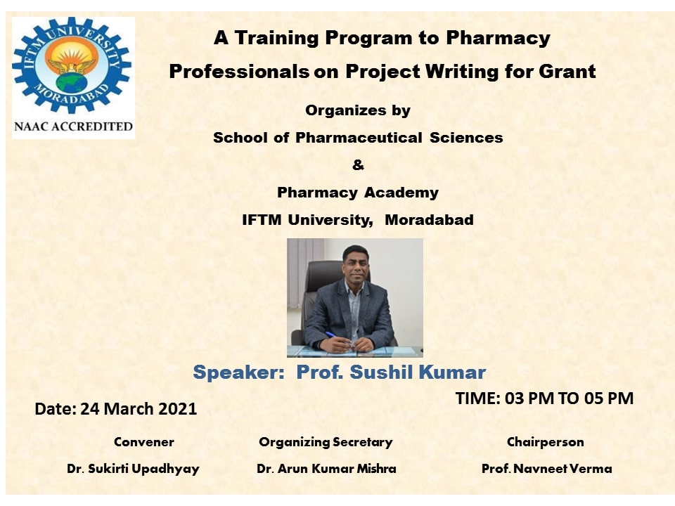 A Training Program to Pharmacy Professionals on Project Writing for Grant