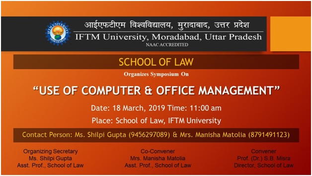 One day symposium on Use of Computer & Office Management