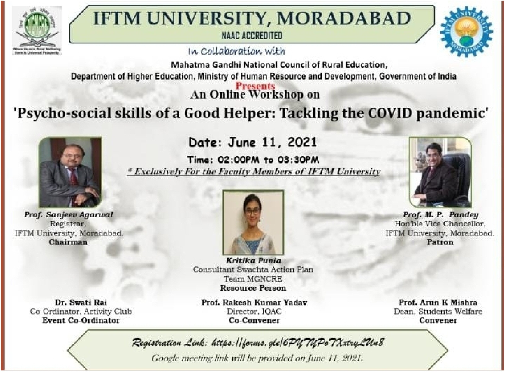 An Online Workshop on "Psycho-social skill of a Good Helper: Tackling the COVID pandemic".