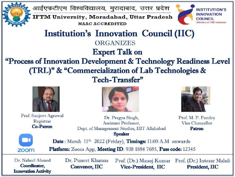 Process Of Innovation Development & Technology Readiness Level (TRL) & Commercialization of Lab Technologies & Tech-Transfer