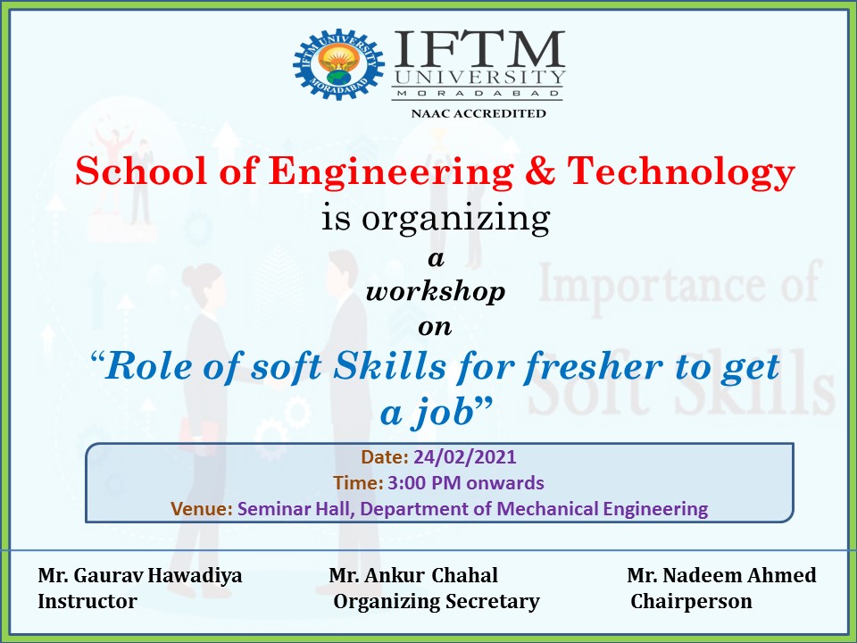 Workshop on  Role of soft skills for fresher to get a job