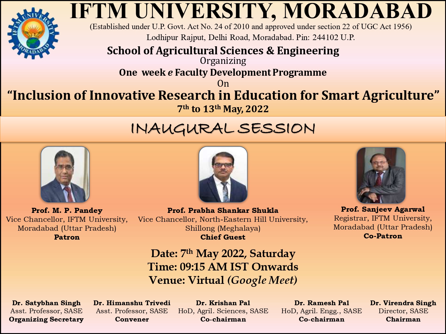 One week Faculty development programme on Inclusion of Innovative Research in Education for Smart Agriculture