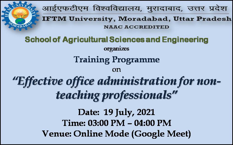 Training Programme on Effective Office Administration for NonTeaching Professionals