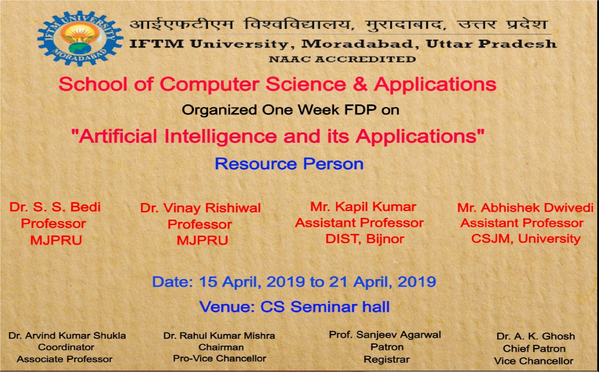 Faculty Development Programme on Artificial Intelligence & Its Applications
