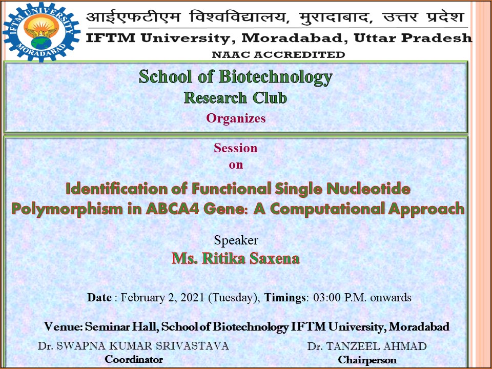 Session on Identification Of Functional  Single Nucleotide Polymorphism  In Abca4 Gene A Computational Approach