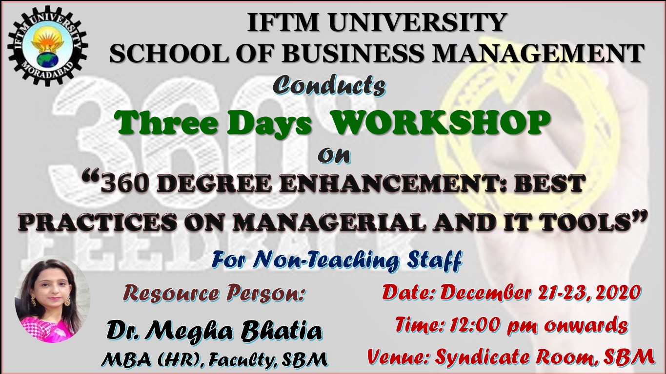 Three Days Workshop On 360 Degree Enhancement Best Practices On Managerial And It Tools For The Non Teaching Staff
