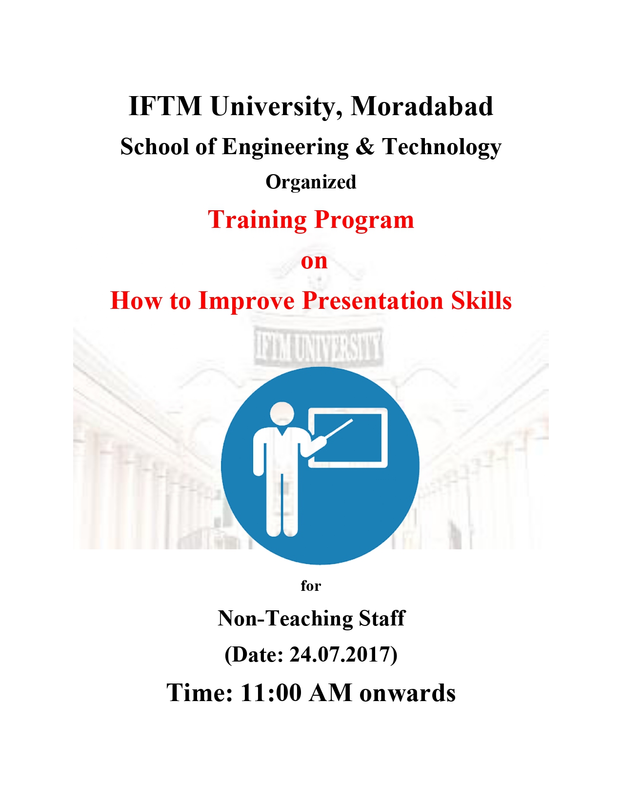 Training course on How to Improve presentation skills for non-teaching staff