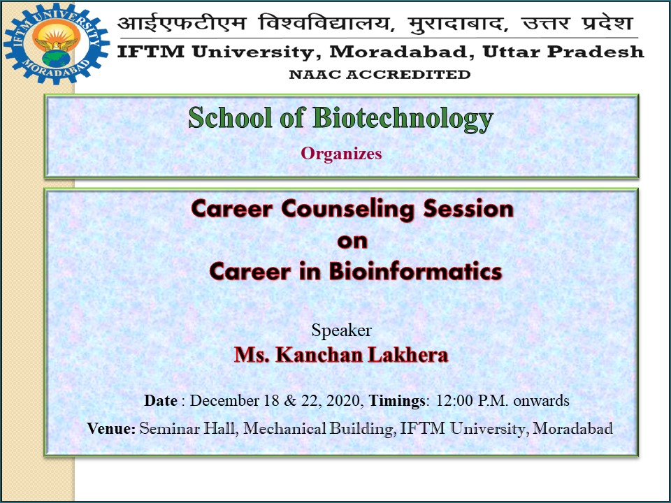 Career Counselling Session On Career in Bioinformatics