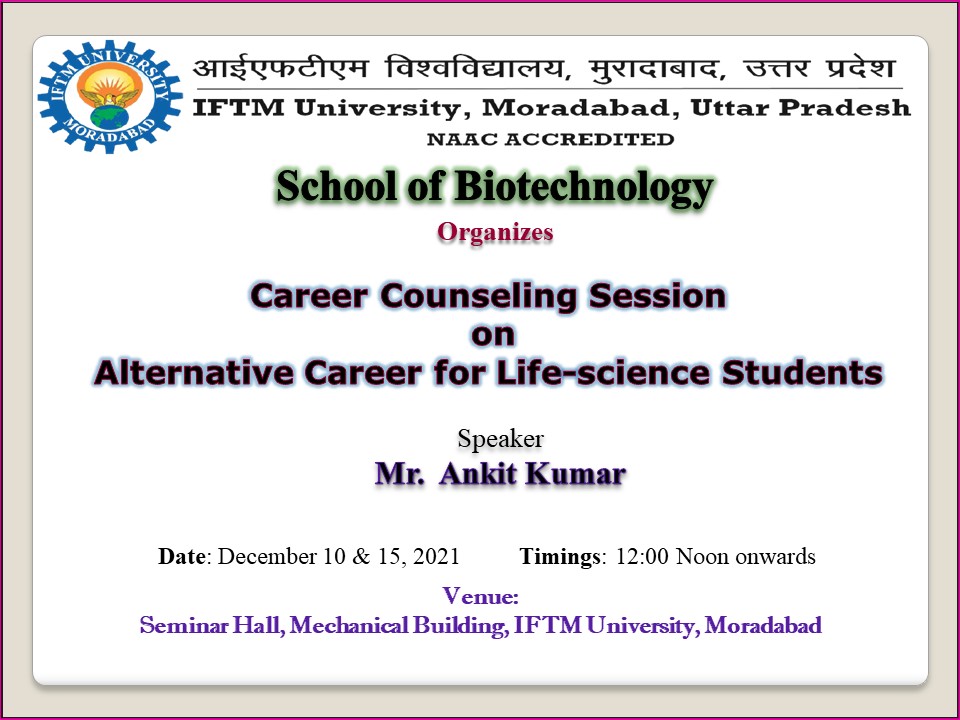 Career Counselling Session On Alternative Career for Life-science Students