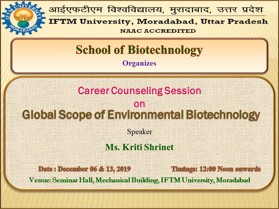 Career Counselling Session on Global Scope of Environmental Biotechnology