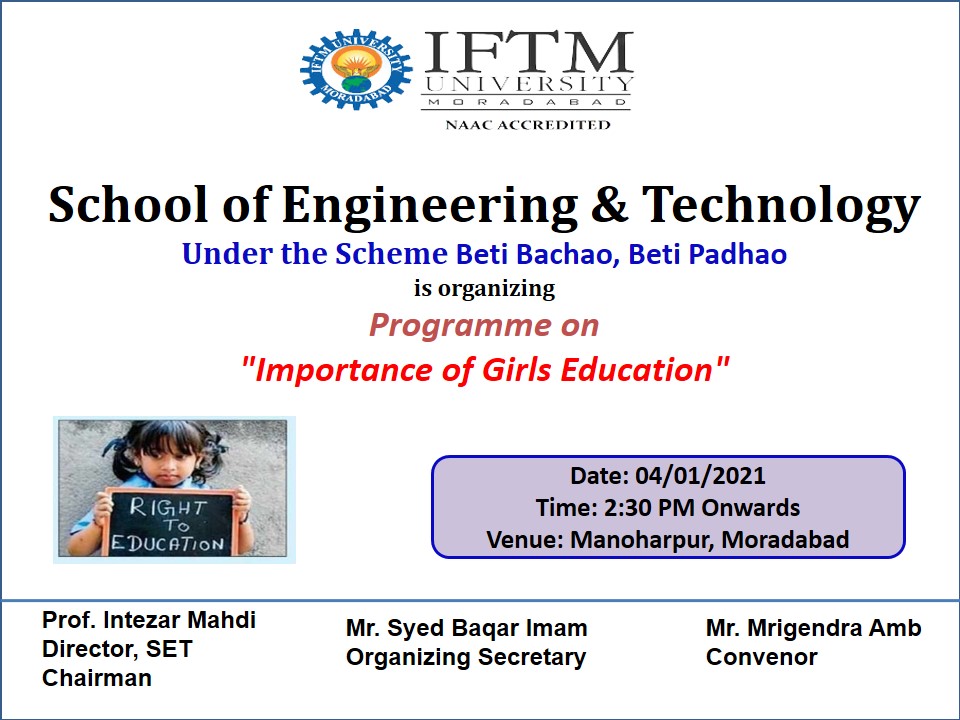 Programme on Importance of Girls Education under Beti Bachao Beti Padhao campaign