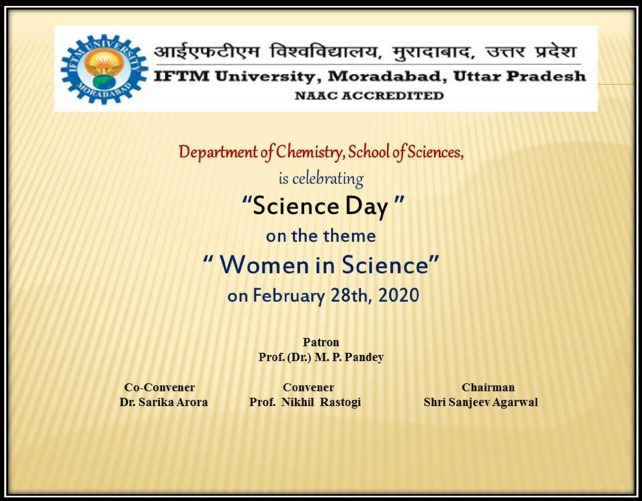 Science Day Celebration 2020 Theme Women in Science