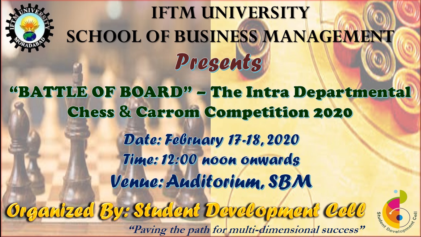 “BATTLE OF BOARD” – The Intra Departmental Chess & Carrom Competition 2020