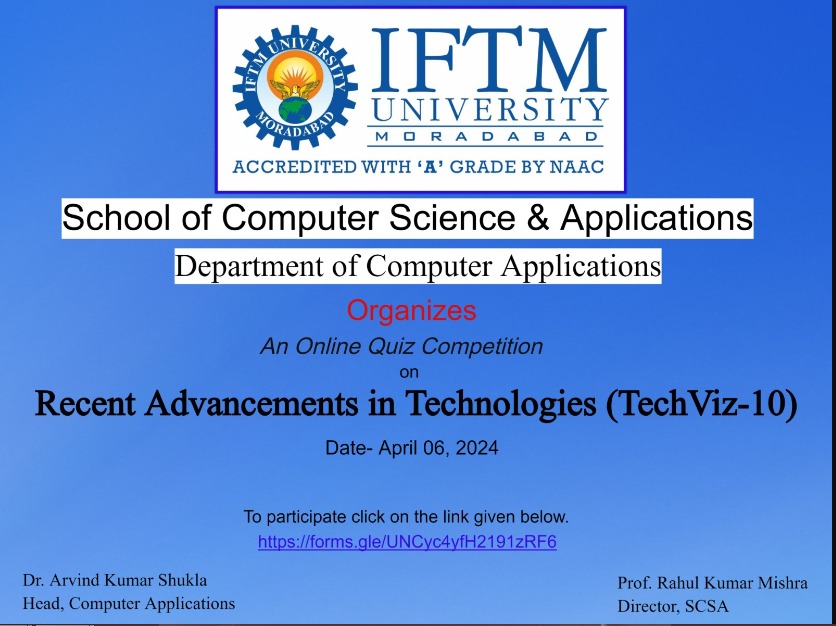 Online Quiz competition on Recent Advancements in Technologies