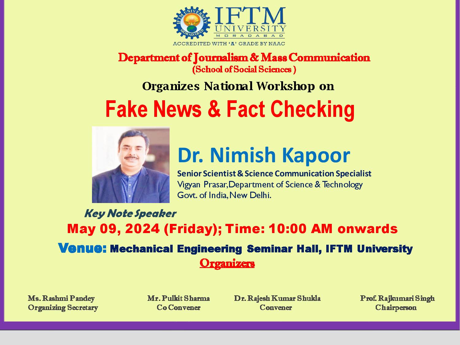 National Workshop on Fake News Fact Checking