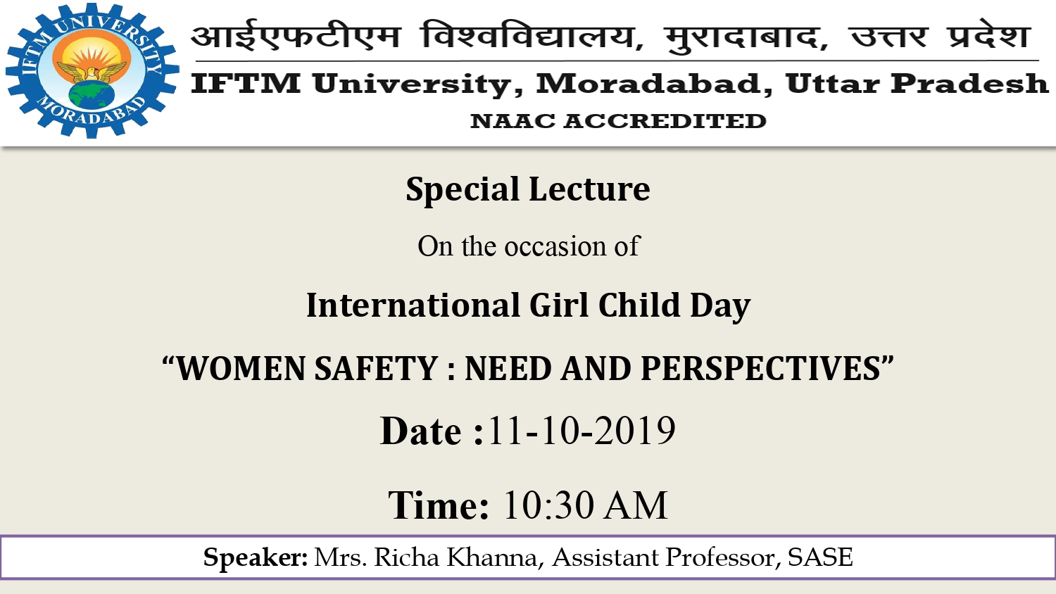 Special Lecture on Women Safety