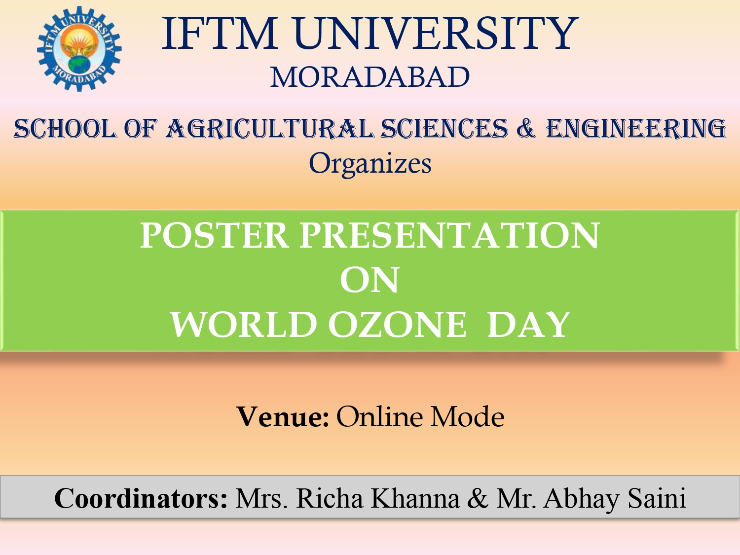 Online Poster presentation on “Save Ozone layer”