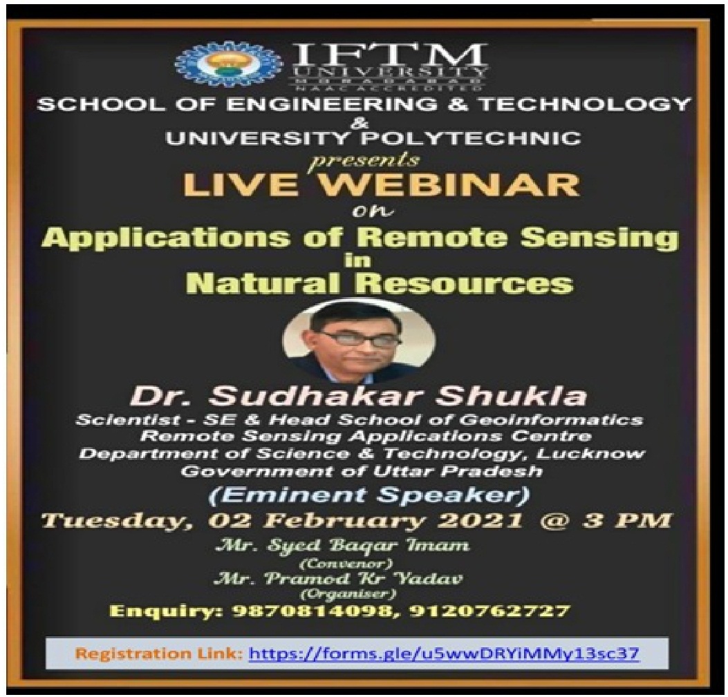 Webinar on Applications of Remote Sensing in Natural Resources