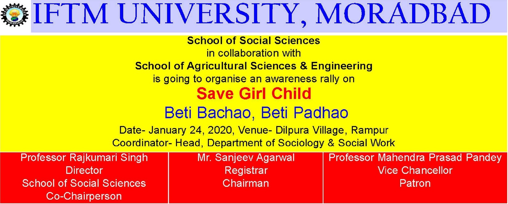 Awareness Rally on Save Girl Child and Beti Bachao Beti Padhao