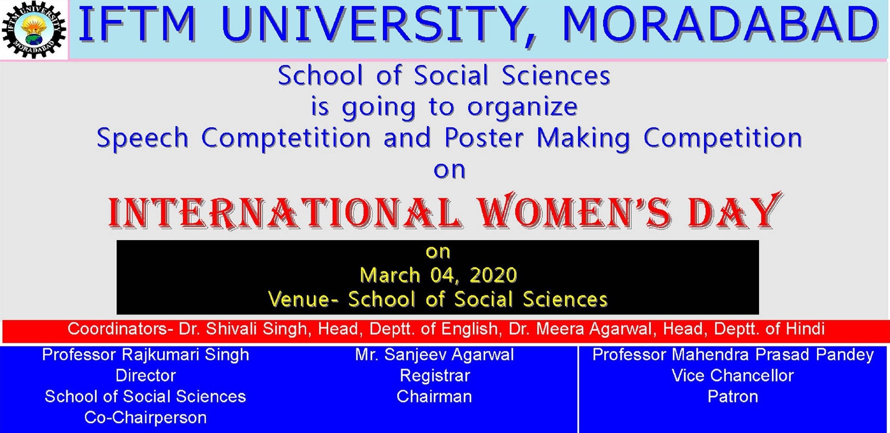 Speech Competition and Poster  Making Competition on International Women’s Day