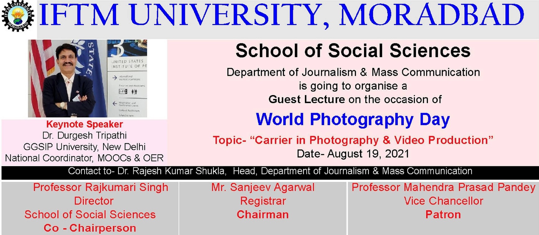 Guest Lecture on Career in Photography and Video Production  (Online Mode)