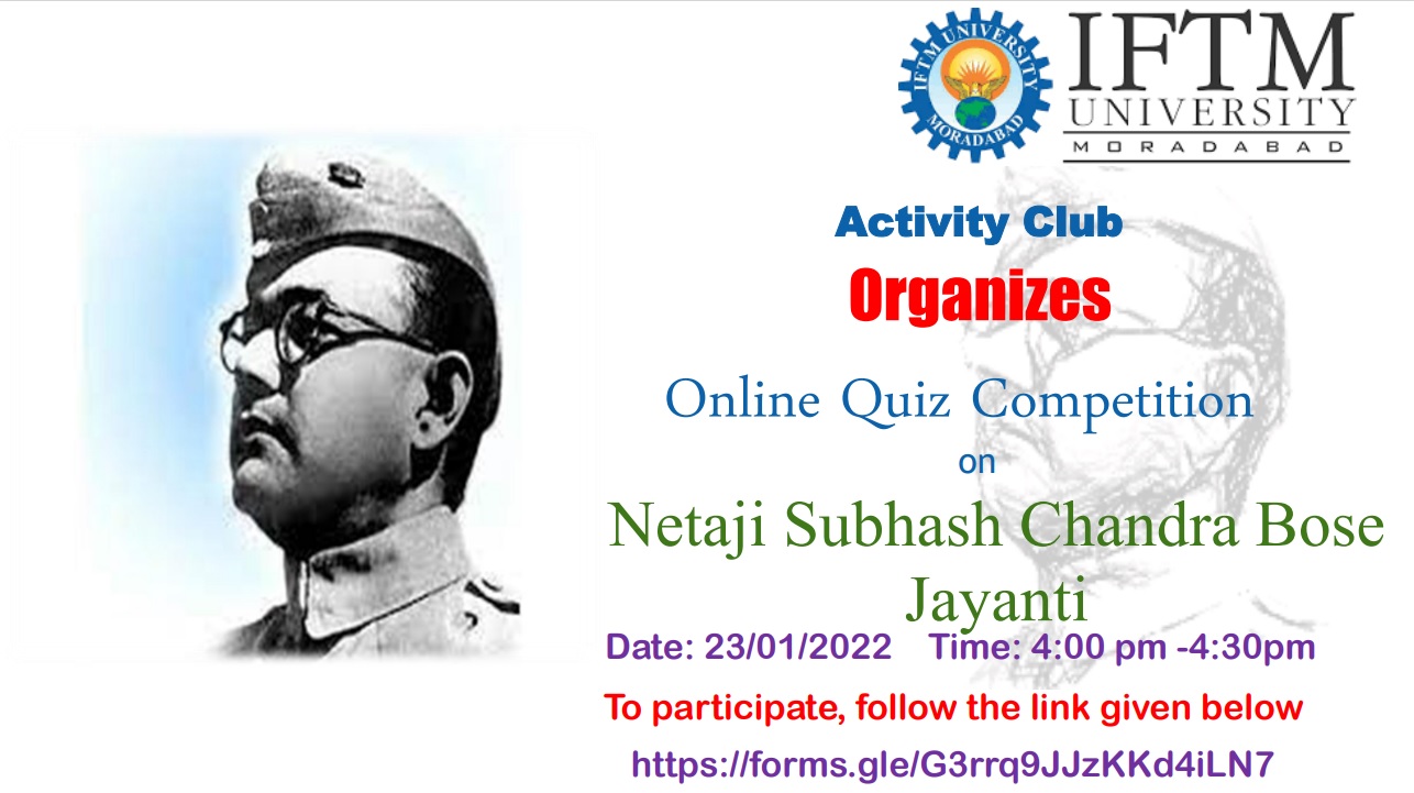 Online Quiz Competition on Netaji Subhash Chandra Bose Jayanti 2022.