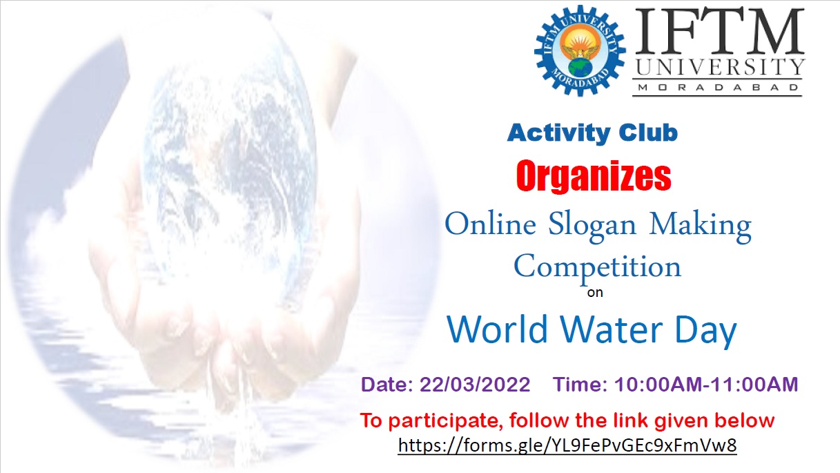 Online Slogan Making Competition on World Water Day.