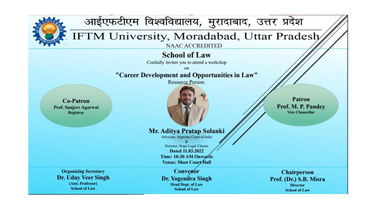 Workshop on  “CAREER DEVELOPMENT AND OPPORTUNITIES IN  LAW”