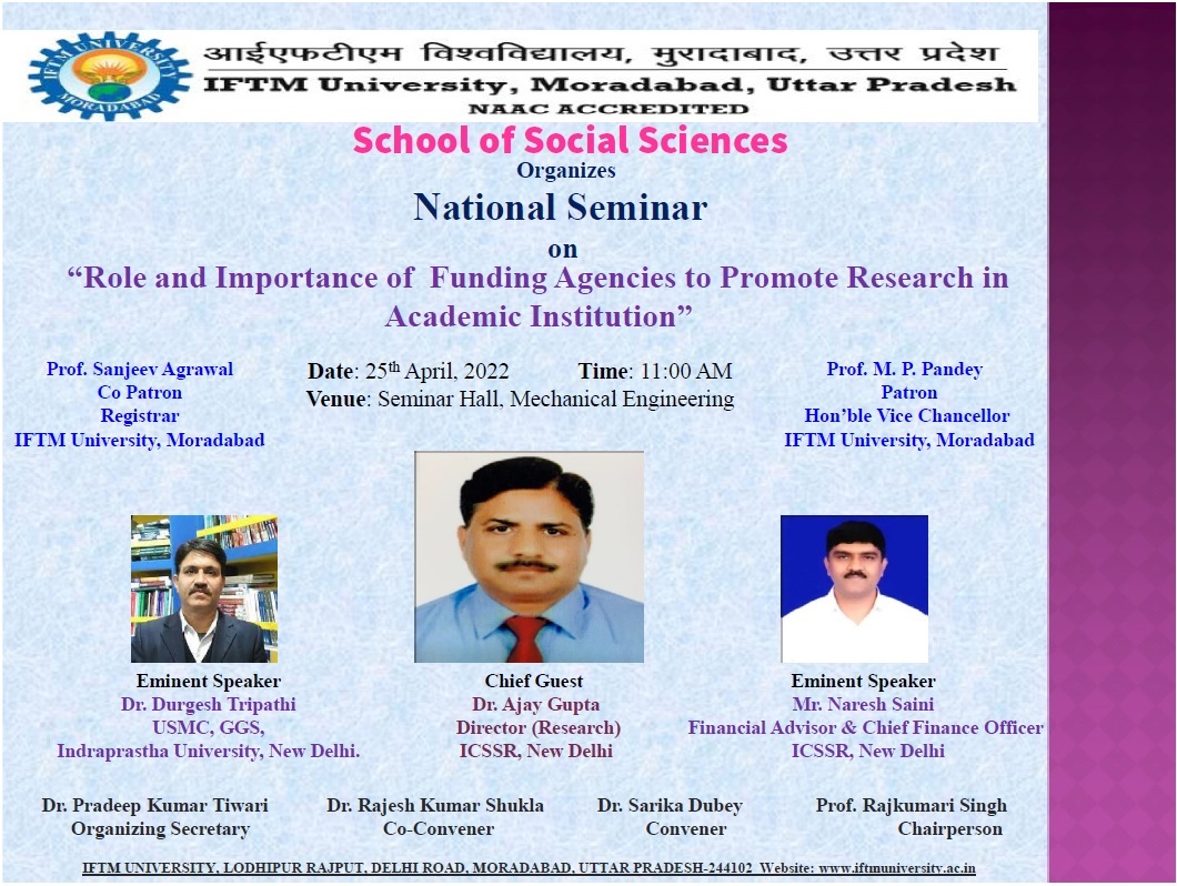National Seminar on Role and Importance Of Funding Agencies to Promote Research in Academic Institution
