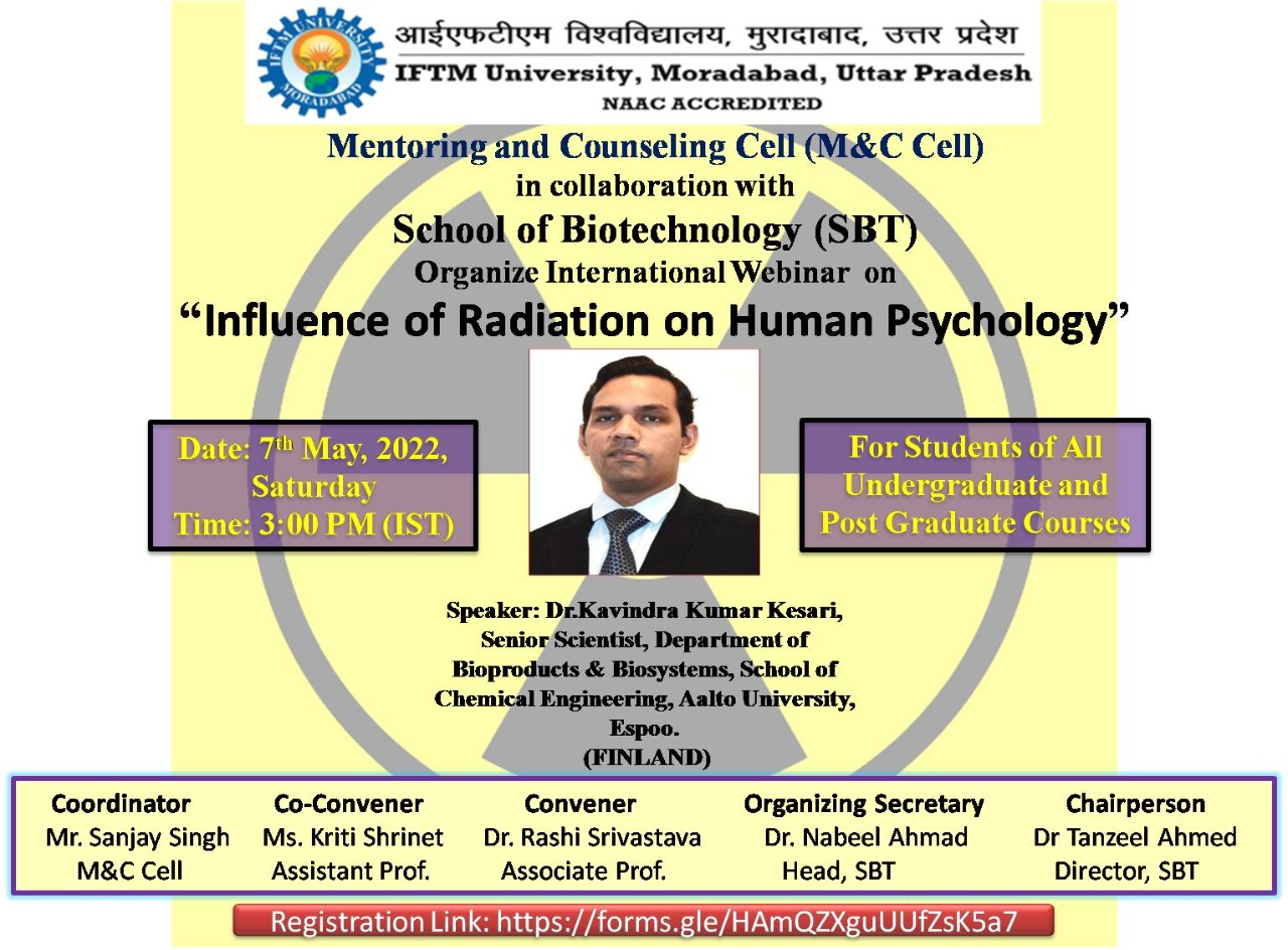 International Webinar on Influence of Radiation on Human Psychology
