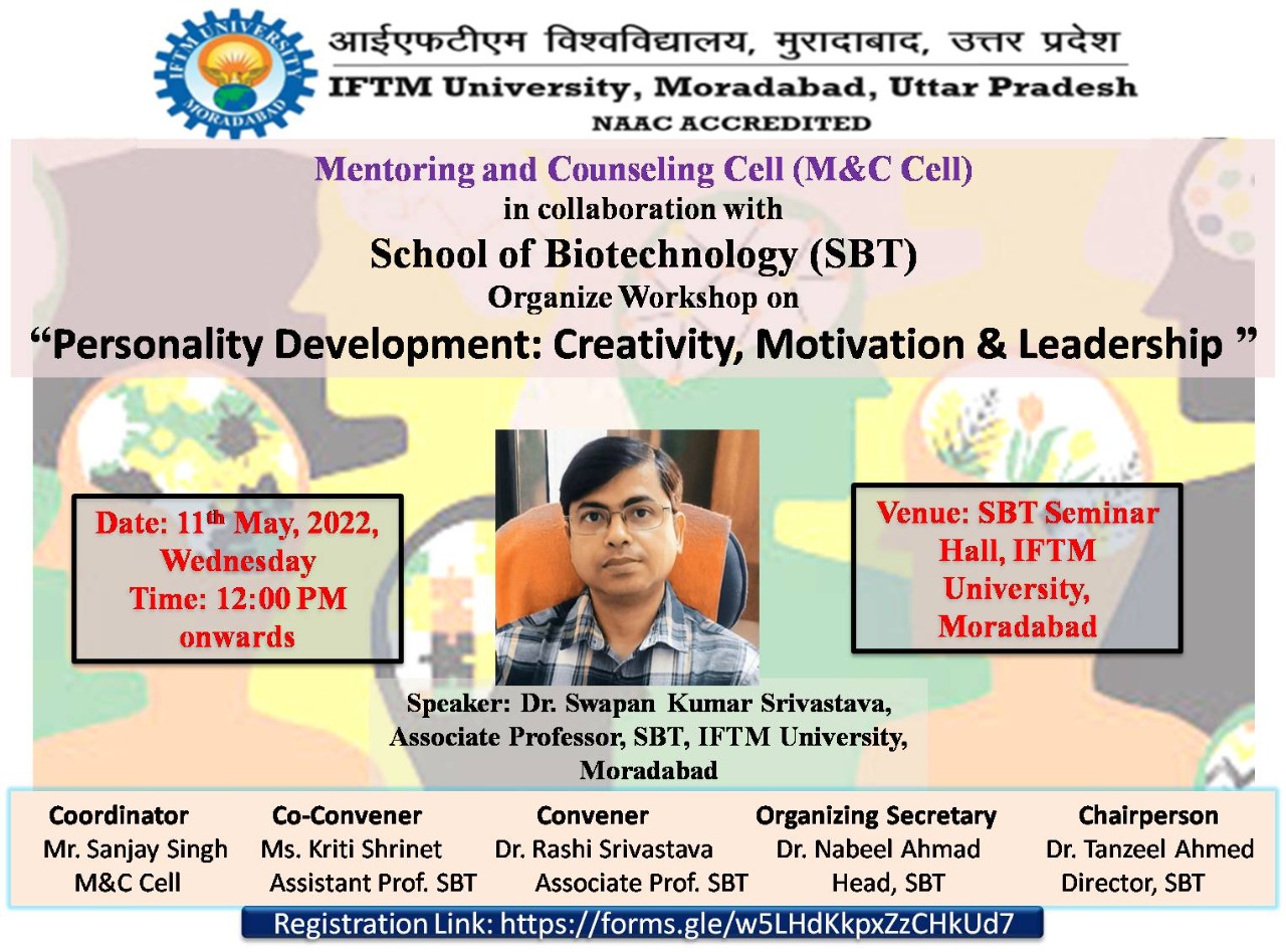 Workshop on Personality Development: Creativity, Motivation & Leadership