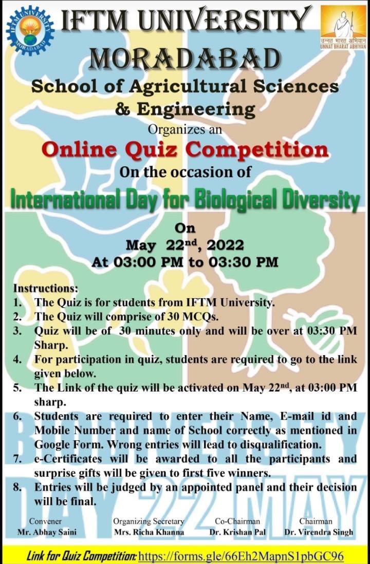 Online Quiz competition on International Day for Biological Diversity. 