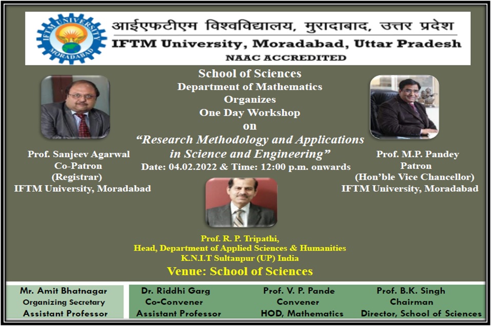 One Day Workshop on Research Methodology and Applications in Science and Engineering