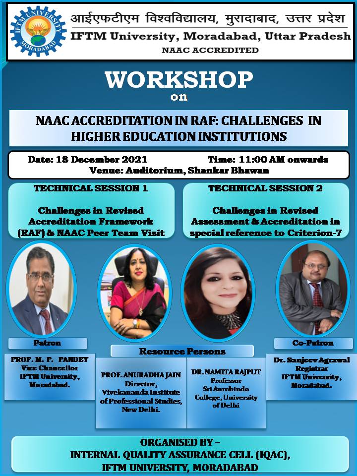 Workshop on NAAC Accreditation RAF: Challenges in Higher Education Institutions