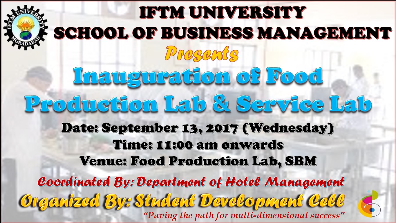 Inauguration of Food Production Lab & Service Lab 