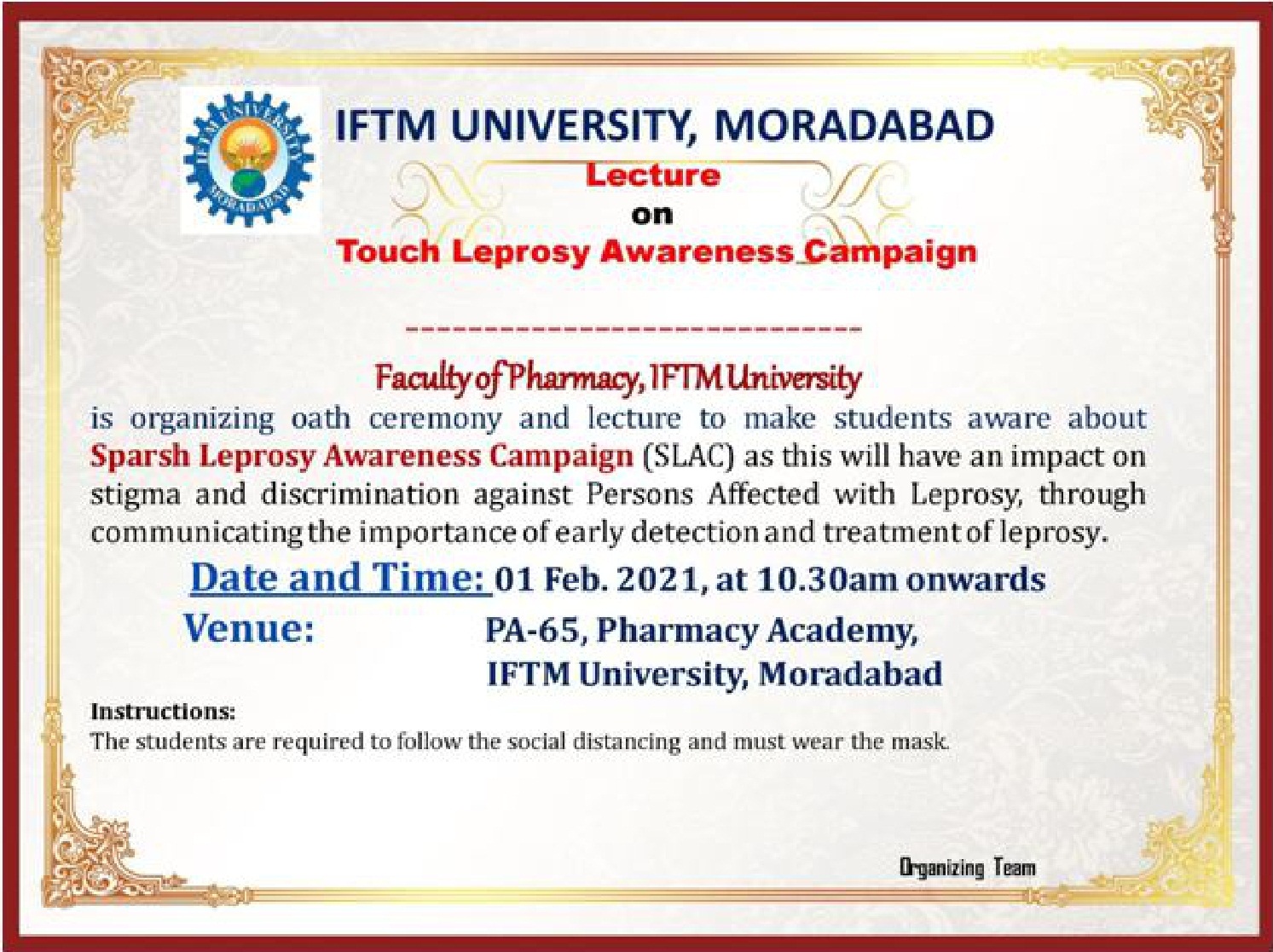 Guest Lecture on Touch Leprosy Awareness Campaign