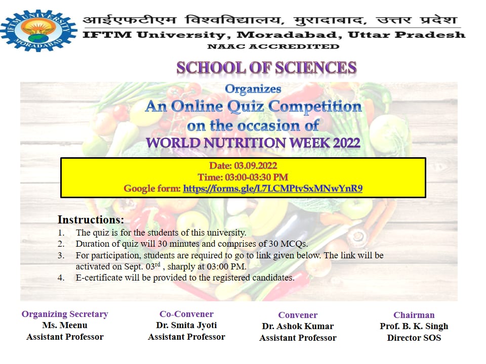 An online quiz competition on World Nutrition Week