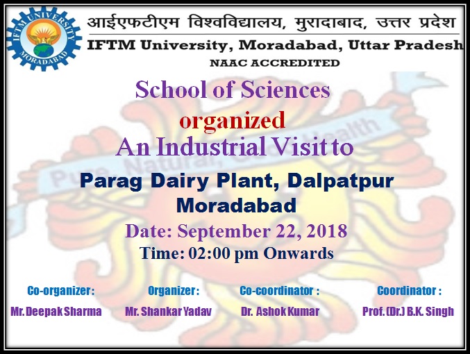 An Industrial Visit to Parag Dairy plant, Dalpatpur, Moradabad