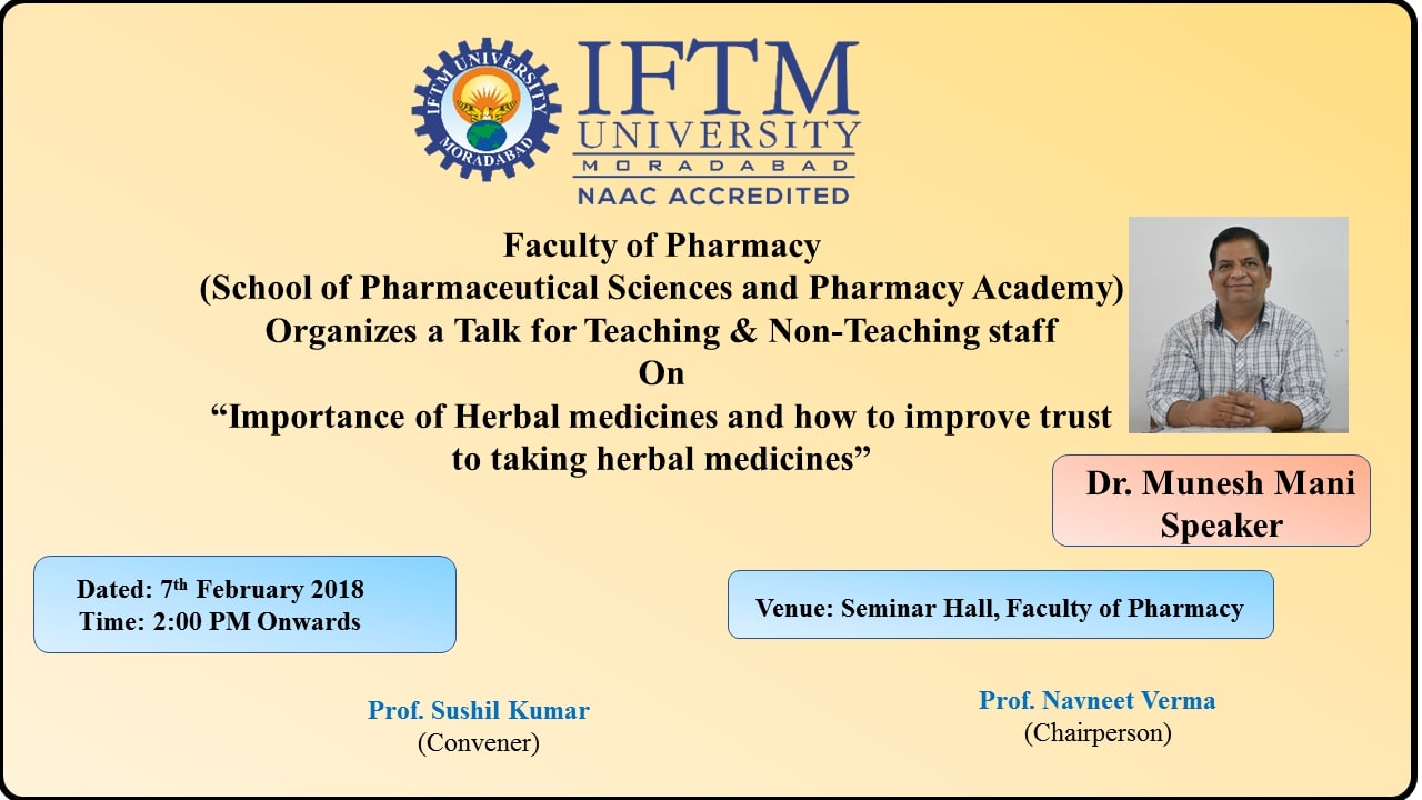 Talk on Herbal Medicines and how to improve trust to take herbal medicine