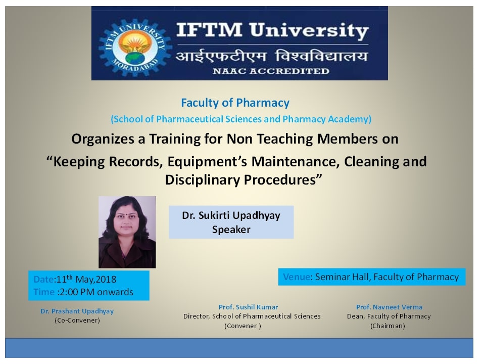 Training for Teaching and Non Teaching Members on Keeping Records, Equipment\