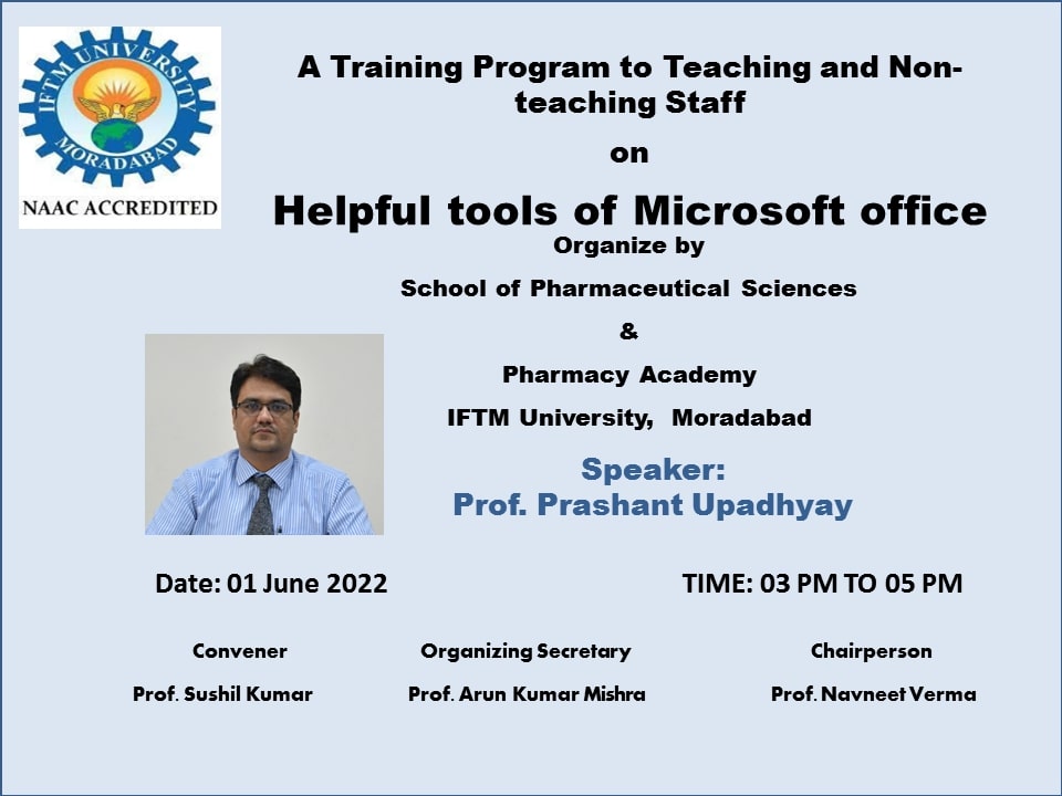 A Training Program to Teaching and Non Teaching Staff on Helpful Tools of Microsoft Office