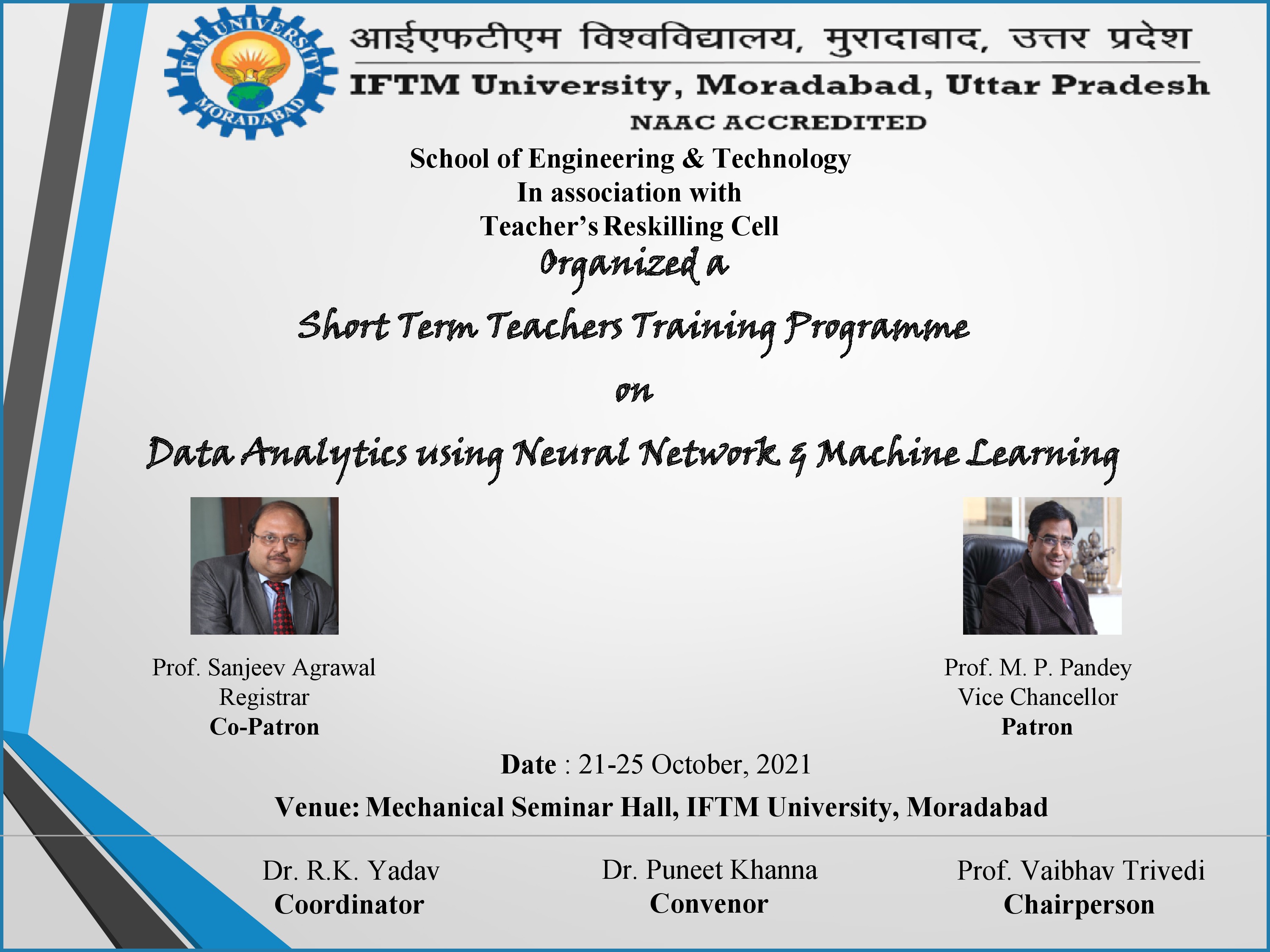 Short Term Teachers Training Programme on Data Analytics using Neural Network & Machine Learning for Advanced Computing