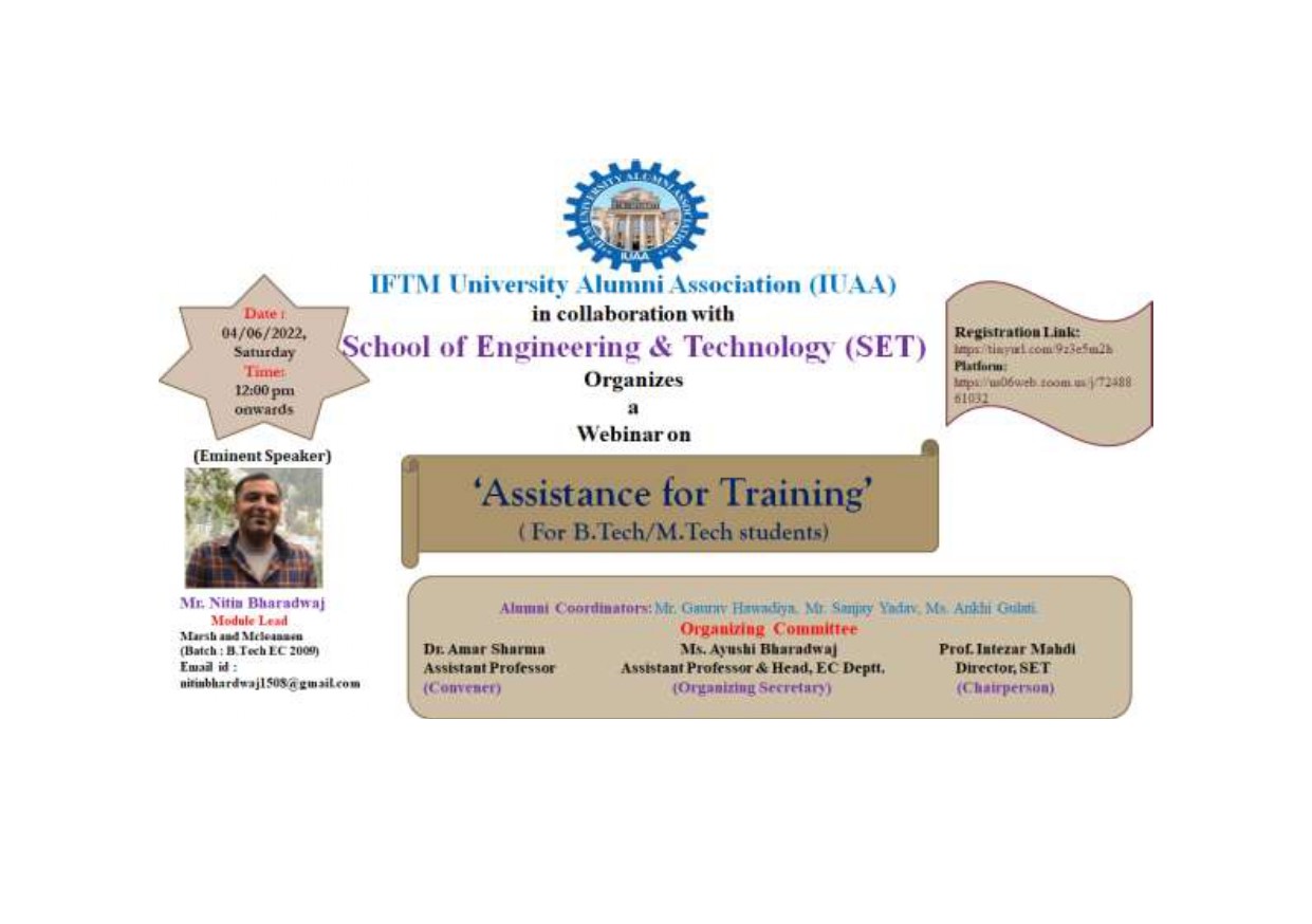 Webinar on Assistance for Training 