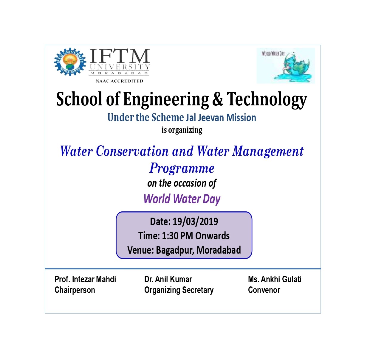 Water Conservation and Water Management Programme on the occusion World Water Day 22.3