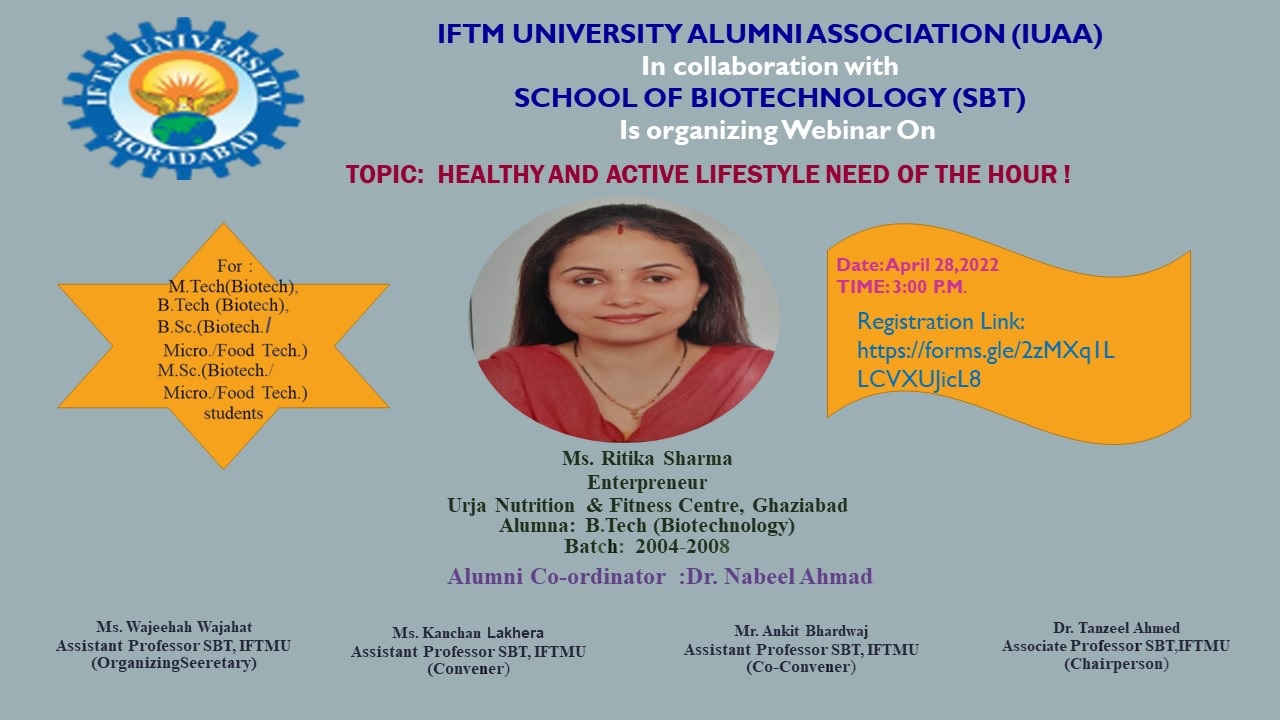 Webinar on Healthy and Active Lifestyle Need of The Houre